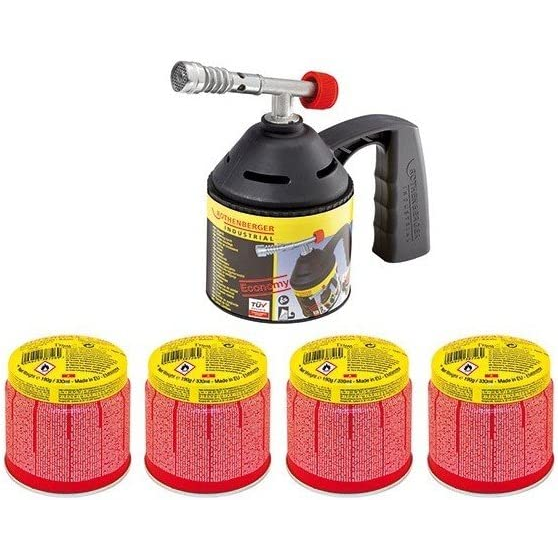 Rothenberger Industrial RoFlame Economy Lötbrenner 650°C inkl. 4x C200 Gaskartusche