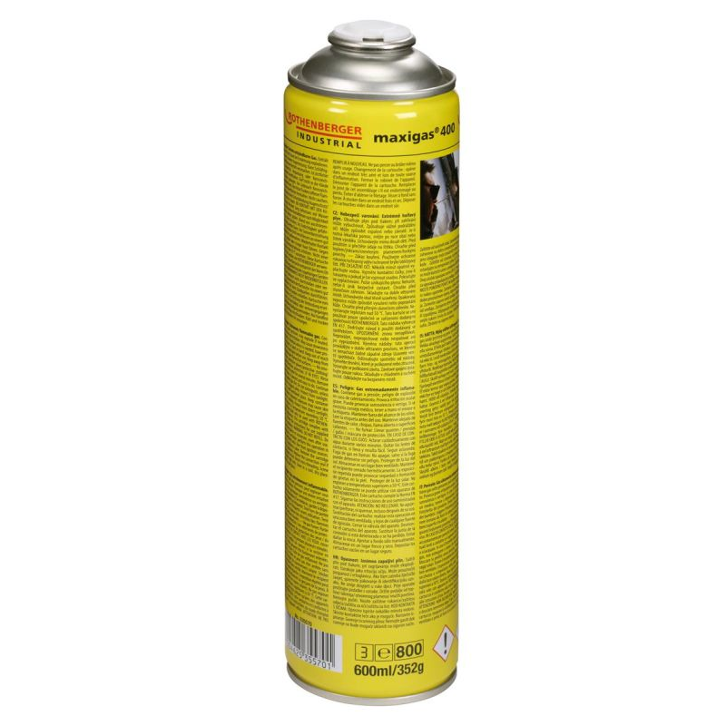 Rothenberger Industrial Maxigas 400 Gaskartusche Spezialgas 352g 600ml Schraubgaskartusche 7/16"