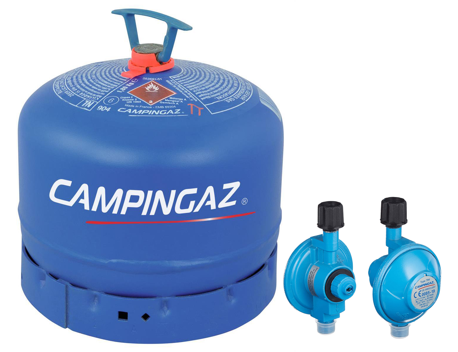 Campingaz R 904 Gasflasche - 1,8 kg Butangas mit 50 mBar Regler im Set
