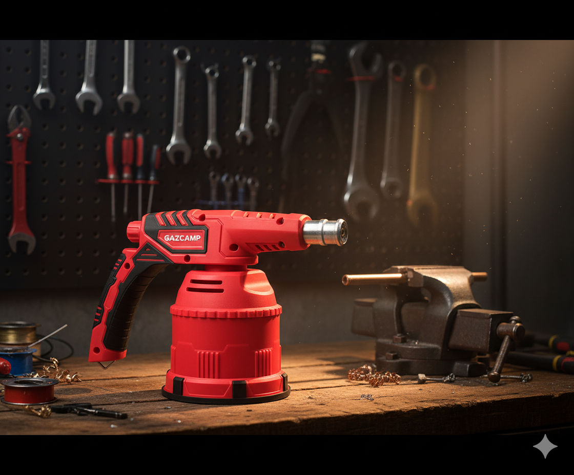 Gazcamp Profi Lötbrenner 1,3 kW 1200°C mit Piezozünder Lötpistole Lötlampe