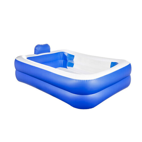 HI Planschbecken Familien-Pool mit Kopfteil 200 x 150 x 50 cm 440 Liter (75%) PVC mit Reparatur-Set blau/weiß