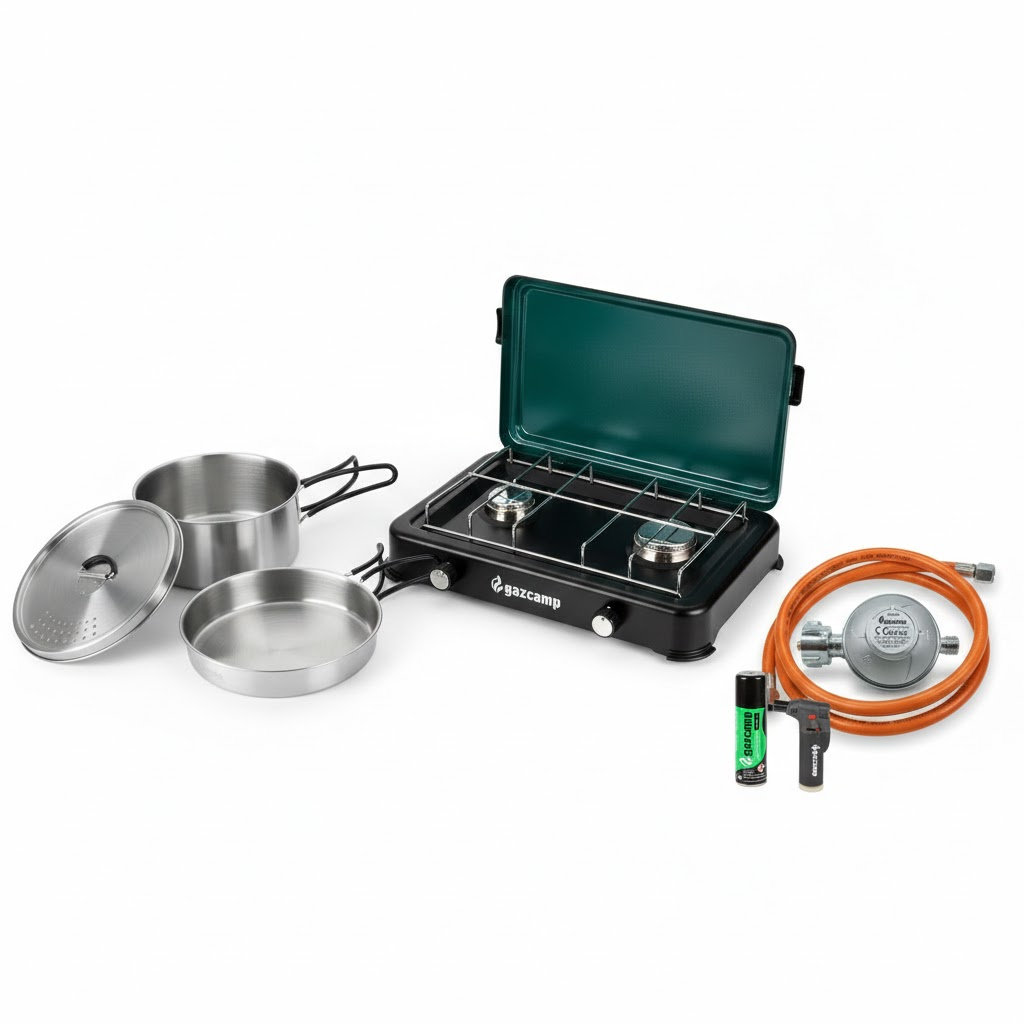 Gazcamp Blackout-Vorsorgepaket 2-flammen Gaskocher für Flaschenanschluss