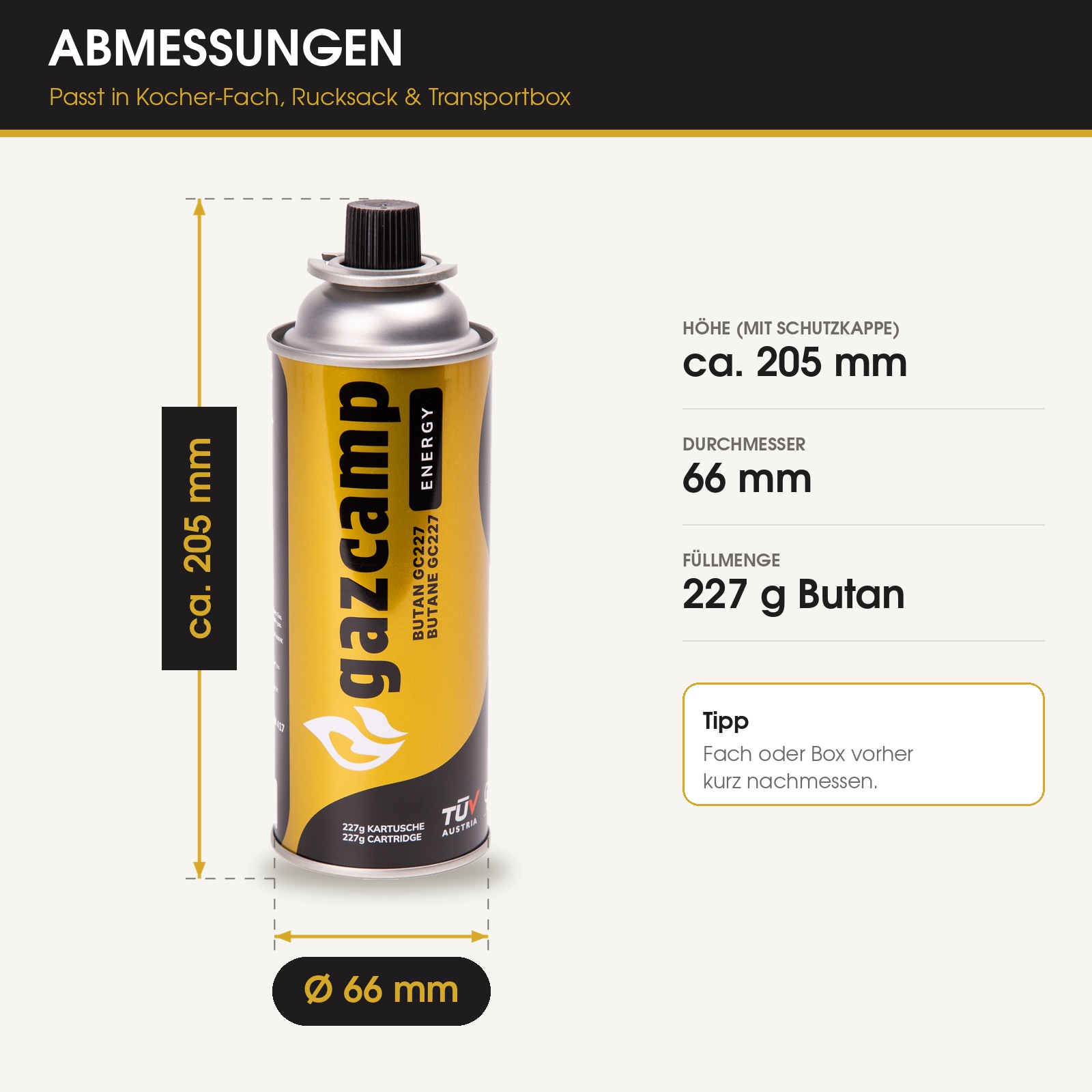 56x Gazcamp Butan 227g Kartusche MSF-1A GC227