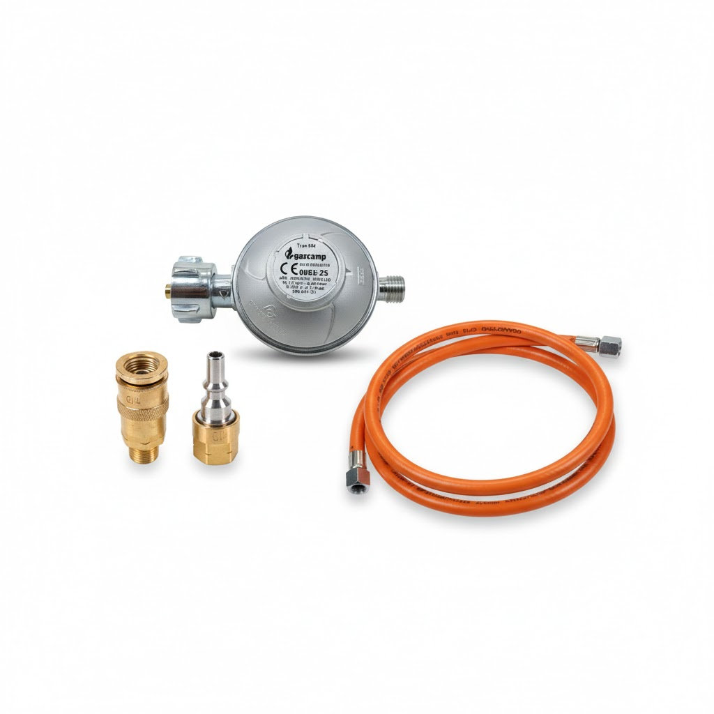 Gasgrill Anschluss-Set 50 mbar – Niederdruckregler + 150 cm Gasschlauch + Schnellkupplung | 1/4 " LH Universal
