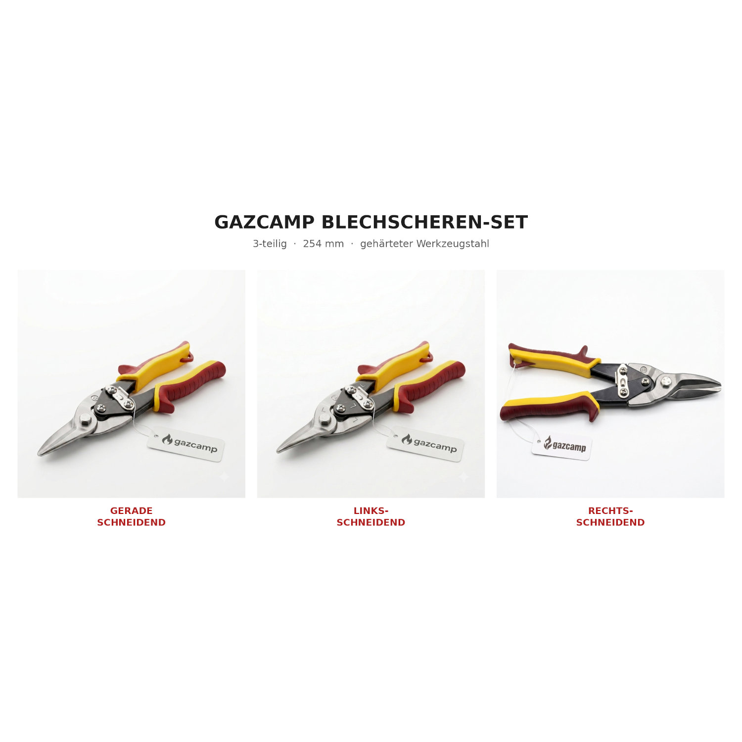 Gazcamp Blechscheren-Set (gerade, links, rechts-schneidend)