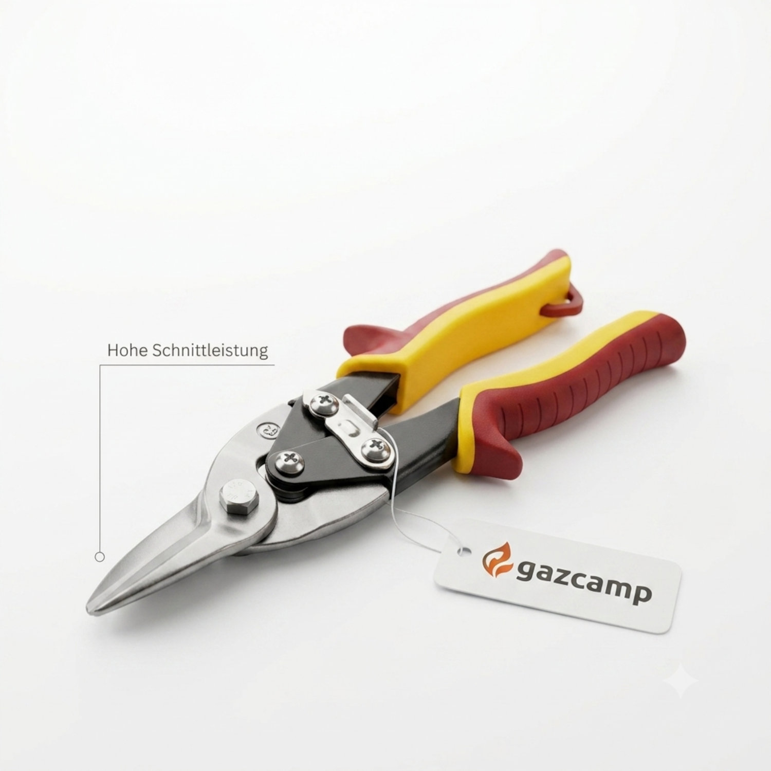 Gazcamp Blechschere 254 mm rechtsschneidend – Metallschere mit ergonomischen Komfortgriffen