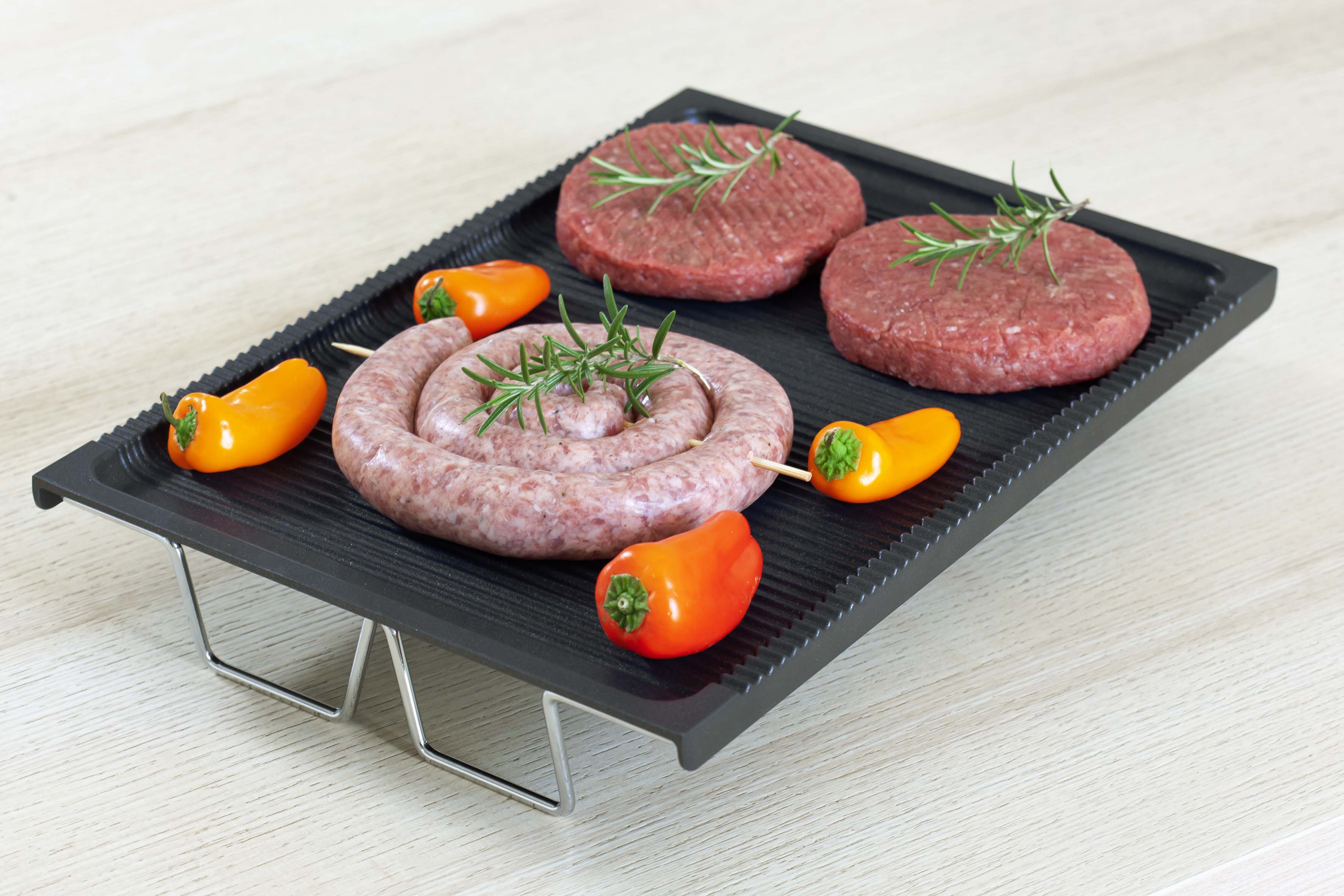 Parker Zweiflamm Gaskocher mit Zündsicherung weiß + Parker Maria R Grillplatte aus Aluminiumguss