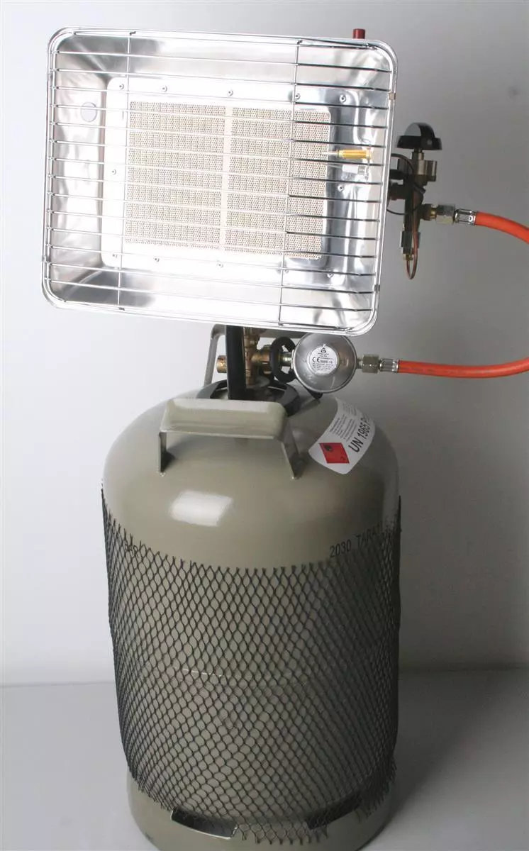 Gazcamp Heizstrahler – Flaschenheizstrahler Piezo 4,4 kW – Notfall- & Blackout-Set inkl. 5 kg Propangasflasche