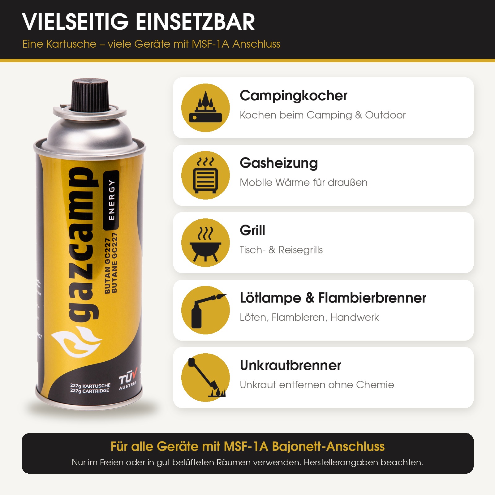 Gazcamp Butan 227g Gaskartusche Typ MSF-1A GC227