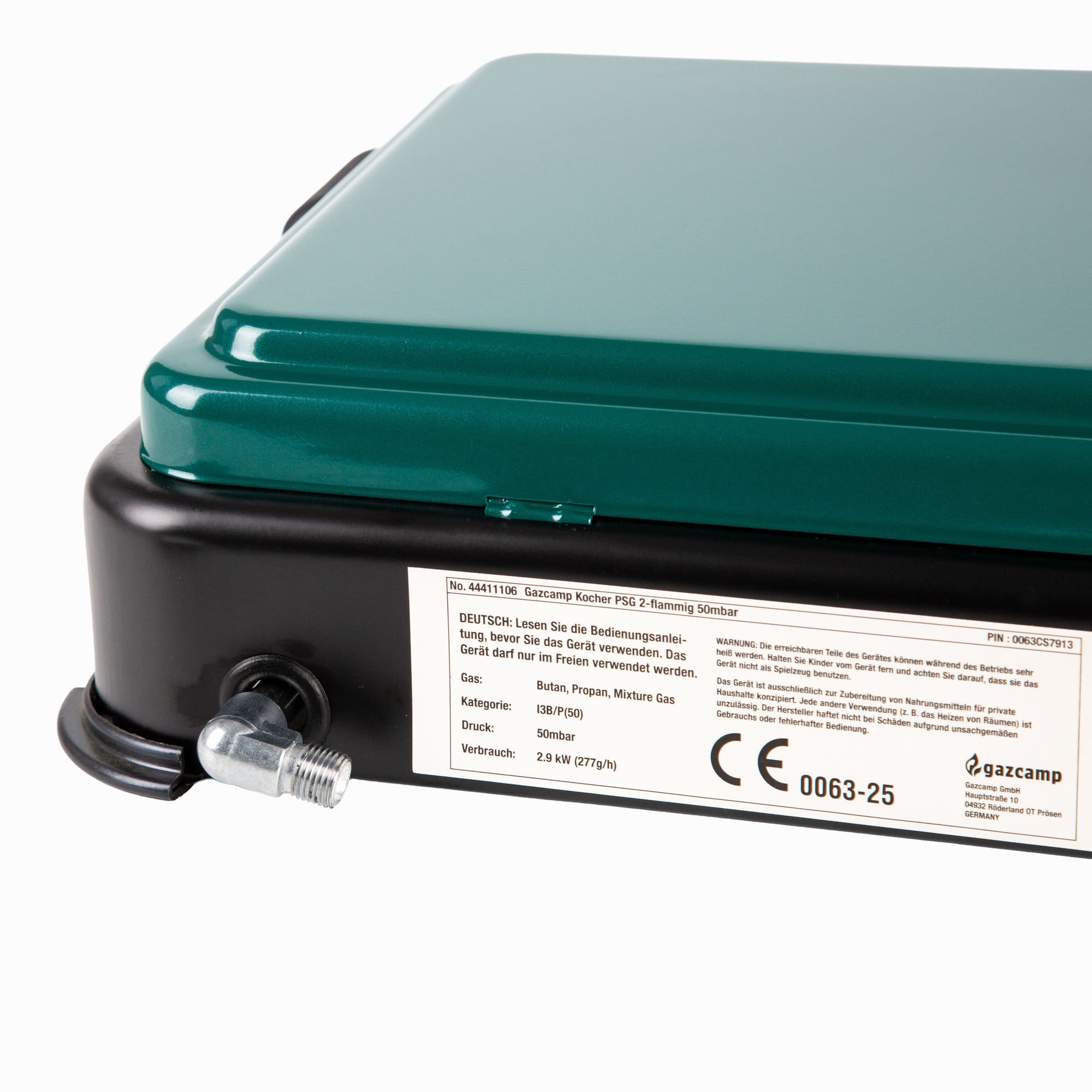 Kopie von Gazcamp 2-flamm Gaskocher 2,9 kW 50 mbar schwarz mit Deckel #1