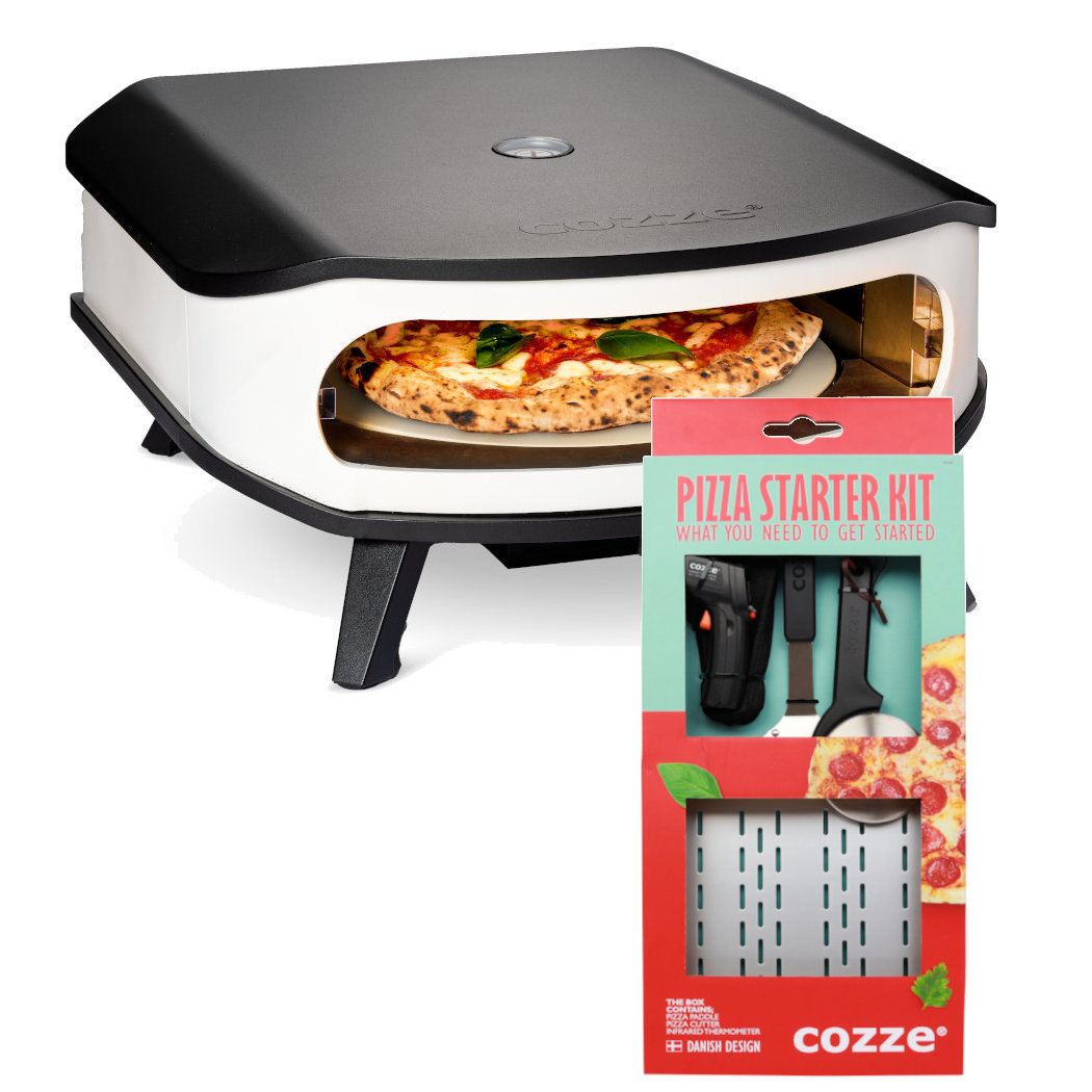 Cozze Pizzaofen 17" + Starer-Set mit Pizzahber, Thermometer und Pizzaschneider