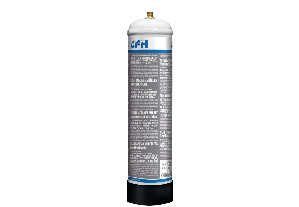 CFH Kohlendioxid (Co2) 390 g Stahl-Einwegflasche KD 512