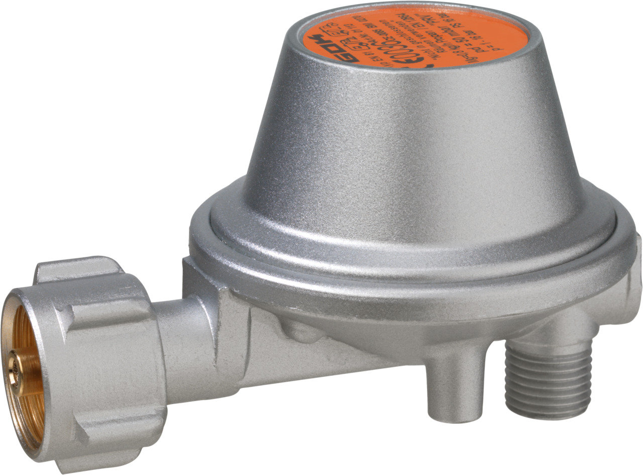 GOK Gasregler EN61 0,8kg/h 50mbar KLF x G1/4LH-KN-90G PRV